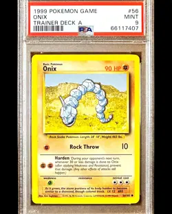 Onix - 1999 WotC Pokemon 56/102 - TRAINER DECK A - RED BACK - PSA 9 - Pop 47 - Image 1