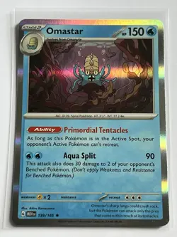 Omastar 139 / 165 Pokemon Scarlet & Violet 151 2023 Near Mint Holo Rare - Image 2