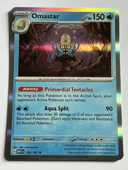 Omastar 139 / 165 Pokemon Scarlet & Violet 151 2023 Near Mint Holo Rare - Image 4