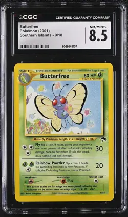CGC 8.5 Butterfree 2001 Southern Islands 9/18 Pokemon Card - Image 1