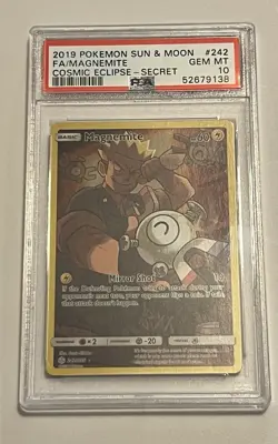 Pokemon TCG 2019 Magnemite Secret 242/236 Sm-Cosmic Eclipse Holo Card - Image 1