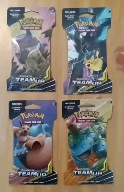 Pokemon TCG Sun & Moon Team Up Lot Of 4 Sleeved Booster Packs Art Set SEALED 820650804878 - Image 1