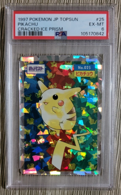 1997 POKEMON JPN TOPSUN CRACKED ICE PRISM #25 PIKACHU PSA 6 - Image 1