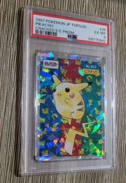 1997 POKEMON JPN TOPSUN CRACKED ICE PRISM #25 PIKACHU PSA 6 - Image 3