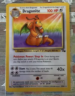 *Australian Print* Pokemon TCG: 1999-2000 Fossil Rare Dragonite. LP- MP - Image 1
