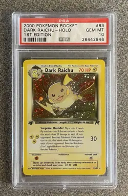 Pokemon Dark Raichu Team Rocket 1st Edition Secret Rare Holo #83 PSA 10 Gem Mint - Image 1