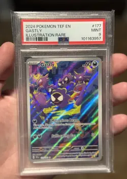 PSA 9 GASTLY #177 POKEMON 2024 TEF EN TEMPORAL FORCES ILLUSTRATION RARE - Image 1