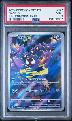 PSA 9 GASTLY #177 POKEMON 2024 TEF EN TEMPORAL FORCES ILLUSTRATION RARE - Image 3
