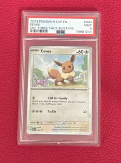 2023 POKEMON SVP EN PROMO #043 EEVEE OBF THREE PACK BLISTERS PSA 10 - Image 1
