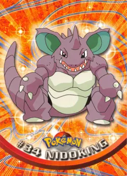 NIDOKING #34- BLUE Logo - NON-HOLO - SERIES 1 - TOPPS Pokemon Card - NM/LP - Image 1
