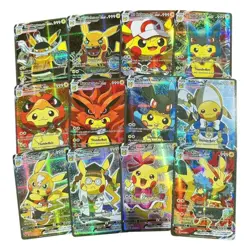 New 55PCS Pokemon Anime Holographic Cards Pikachu Characters Cosplay English - Image 3