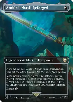 Magic Lord of the Rings Anduril, Narsil Reforged Foil Borderless Rare MTG - Image 1