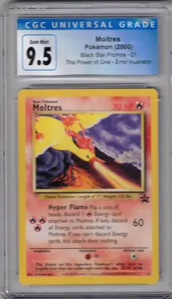 2000 POKEMON #21 MOLTRES BLACK STAR PROMO THE POWER OF ONE AOKI ERROR CGC 9.5 - Image 1
