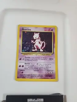 1995 Holographic Mewtwo 10/102 Base Set Genetic Pokemon #150 Rare Pokemon - Image 1