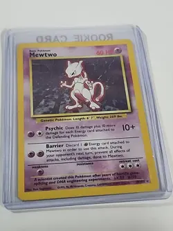 1995 Holographic Mewtwo 10/102 Base Set Genetic Pokemon #150 Rare Pokemon - Image 2