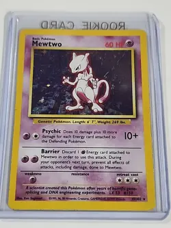 1995 Holographic Mewtwo 10/102 Base Set Genetic Pokemon #150 Rare Pokemon - Image 4