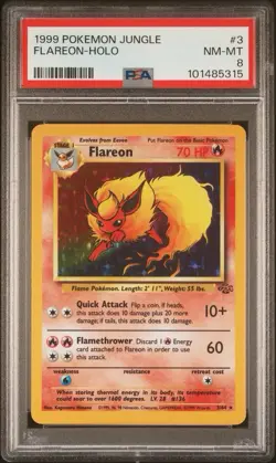 PSA 8 - 1999 POKEMON FLAREON HOLO #3 - Pokemon Jungle - Image 1