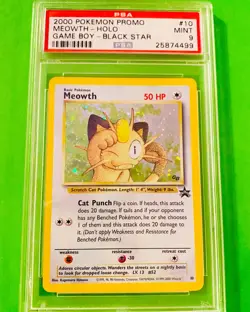Pokemon Game Boy Meowth Holo Promo Psa 9 #10 - Image 1