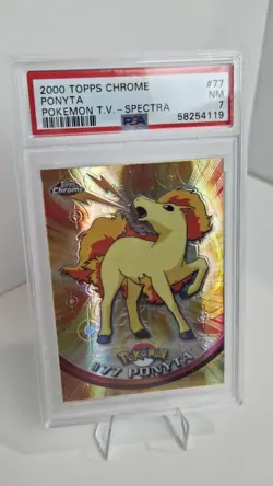 2000 Topps Chrome Pokemon TV “Spectra” Ponyta #77 - PSA 7 NM - Holo Foil - Image 1