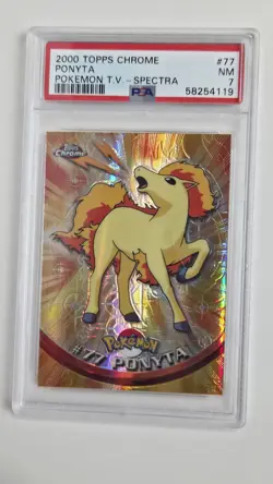 2000 Topps Chrome Pokemon TV “Spectra” Ponyta #77 - PSA 7 NM - Holo Foil - Image 3