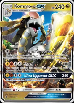 1x Kommo-o GX - 100/145 - Ultra Rare Lightly Played Pokemon SM02 - Guardians Ris - Image 1