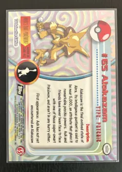 Alakazam #65 1999 Topps Pokemon TV Animation Black Logo NM/MT - Image 2