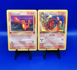 Charmander 50/82 + Charmeleon 32/82 1st Edition Team Rocket Pokemon Card WOTC NM - Image 1