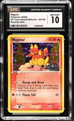 2004 POKEMON EX TEAM ROCKET RETURNS MAGMAR #44 REVERSE HOLO CGC 10 GEM MINT - Image 1