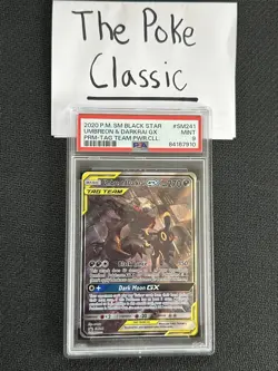 2020 POKEMON SM241 BLACK STAR PROMO TAG TEAM POWERS UMBREON DARKRAI GX PSA 9 - Image 1