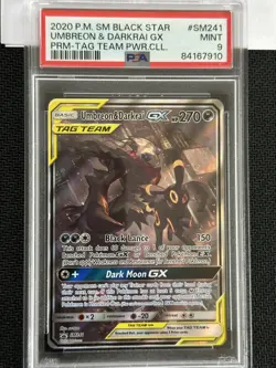 2020 POKEMON SM241 BLACK STAR PROMO TAG TEAM POWERS UMBREON DARKRAI GX PSA 9 - Image 4