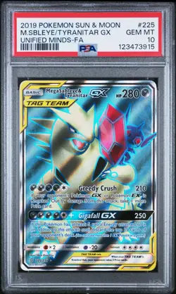 2019 Pokemon Sun and Moon MegaSableye/Tyranitar GX Unified Minds FA, PSA 10 - Image 1