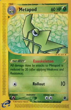 METAPOD 87/165 Non-Holo WOTC Expedition e-series Pokemon Card NM - Image 1