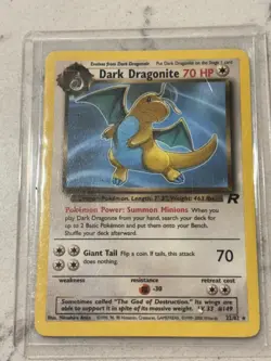 Dark Dragonite 22/82 Team Rocket Rare Non-Holo Vintage Pokemon TCG Card Damaged - Image 1