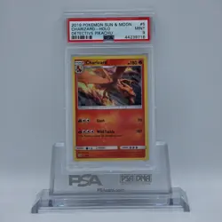 2019 Pokemon Sun & Moon Detective Pikachu #5 Charizard Holo PSA 9 - Image 1