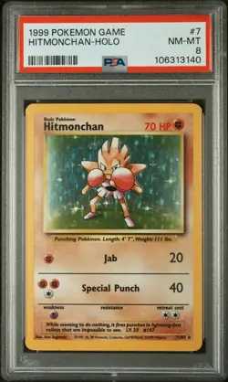 1999 Pokemon Game Hitmonchan Holo 7/102 PSA 8 Near Mint - Image 1