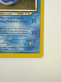 Pokemon - Light Azumarill 13/105 Holo Rare - Neo Destiny - Image 5