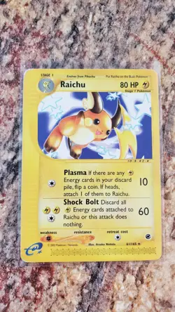 Pokemon Raichu 61/165 Rare Expedition Set Moderately Played - Image 1