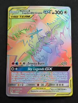 Moltres & Zapdos & Articuno GX 69/68 Hidden Fates Pokemon TCG Rainbow Rare VLP - Image 1