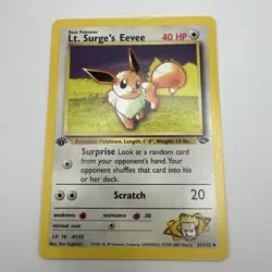 💥 Lt. Surge’s Eevee 1st Edition 51/132 Gym Challenge Pokemon Non Holo WOTC 2000 - Image 2