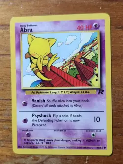 Pokemon Pokemon TCG Abra 49/82 Team Rocket Regular Vintage English Card LP+/NM- - Image 1