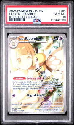 2025 POKEMON JTG EN-JOURNEY TOGETHER ILLUSTRATION RARE LILLIE'S RIBOMBEE PSA 10 - Image 1