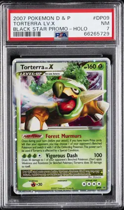 2007 POKEMON DIAMOND & PEARL BLACK STAR PROMO HOLO #DP09 TORTERRA LV.X PSA 7 - Image 1