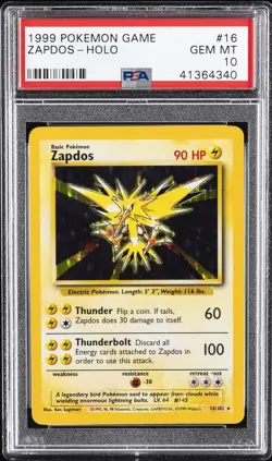 1999 POKEMON GAME #16 ZAPDOS-HOLO PSA 10 - Image 1
