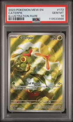2023 POKEMON MEW EN-151 ILLUSTRATION RARE #172 CATERPIE PSA 10 - Image 1