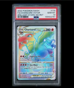2022 Pokemon Brilliant Stars Charizard VSTAR 174/172 Secret Full Art PSA 10 - Image 1