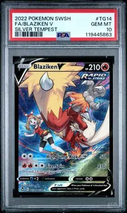 PSA 10 Blaziken V TG14/TG30 Pokemon Sword Shield Silver Tempest Trainer Gallery - Image 1