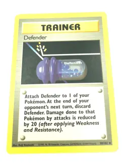 TRAINER-DEFENDER 1995 Pokemon Playing Game Card 80/102 - Image 1