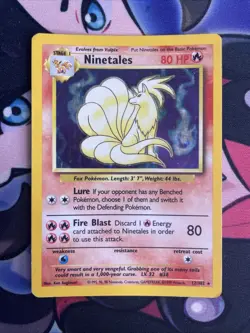 Pokemon TCG Ninetales Base Set Holo Unlimited Rare Card 12/102 MP Condition - Image 1