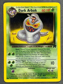 Dark Arbok 19/82 Base Set Series Team Rocket RARE Stage 1 Pokemon Card 2000 LP - Image 1