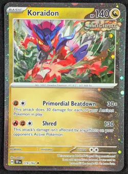 Koraidon 2024 Checklane Exclusive Cosmos Holo Rare Pokemon Card 119/162 (NM) - Image 1